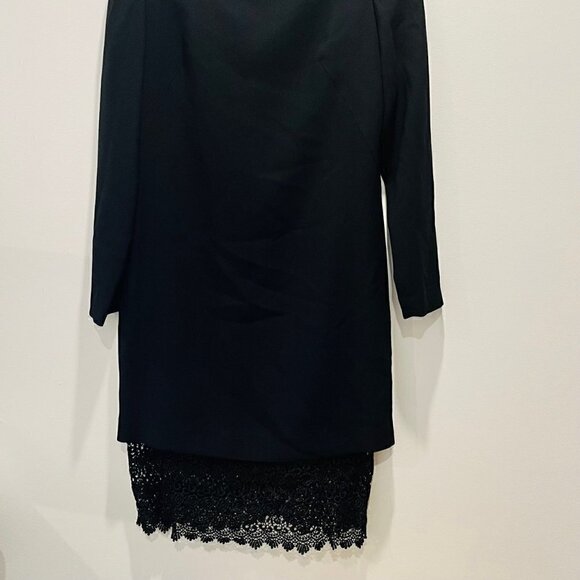 Vintage Rouie Black Lace Minimalist Modest Midi Sheath Dress Made in Canada sz M - Picture 5 of 8
